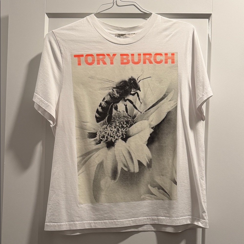 Tory Burch White logo Tee with Bee